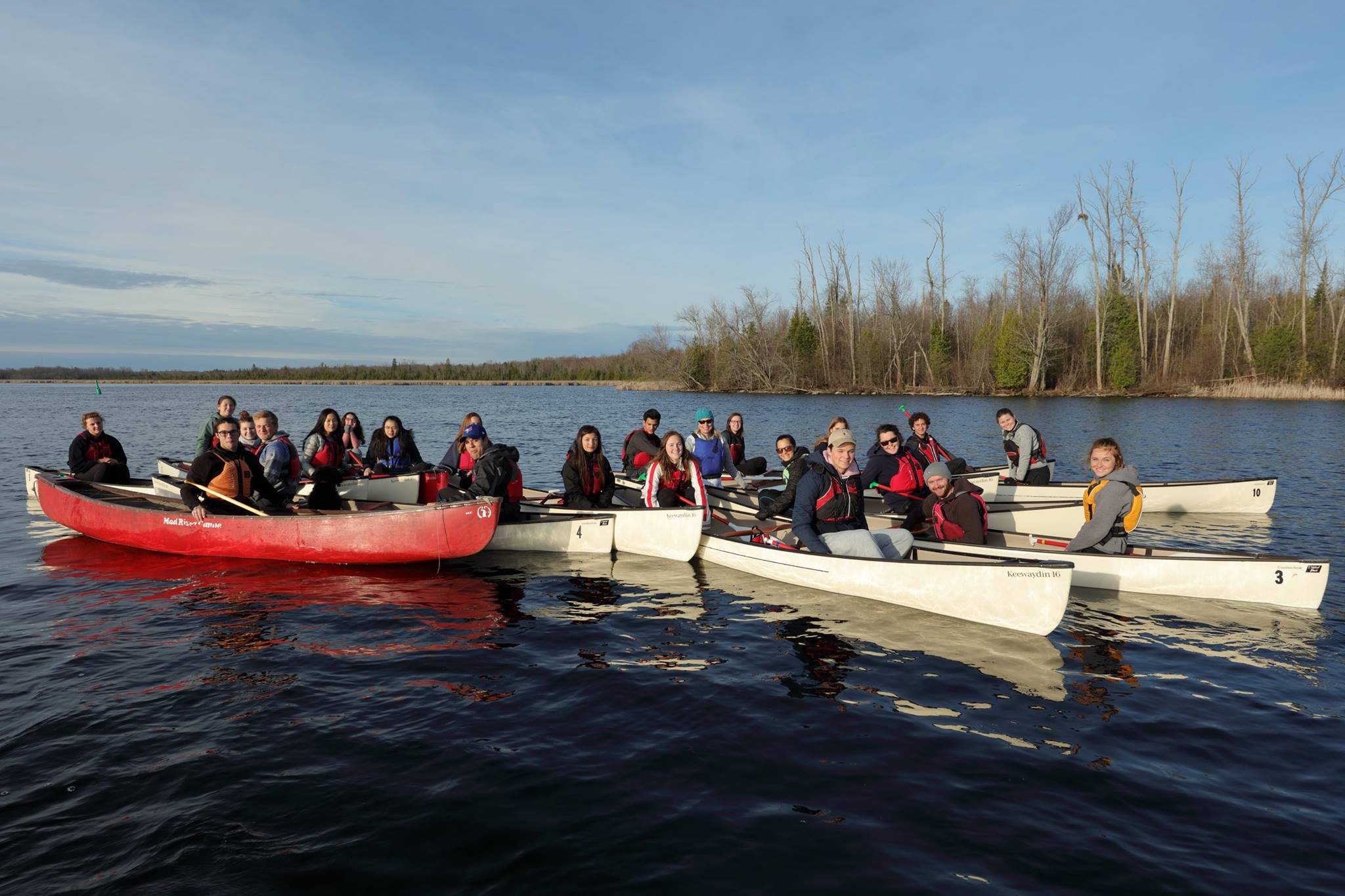 Students canoeing during their outdoor education course